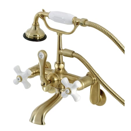 Kingston Brass AE59T7 Wall Mount Tub Faucet with Hand Shower, Brushed Brass AE59T7